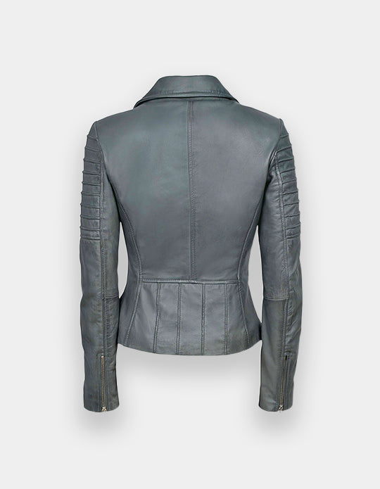 Women's Leather Jacket, New women's Grey leather jacket made of 100% Original lambskin leather